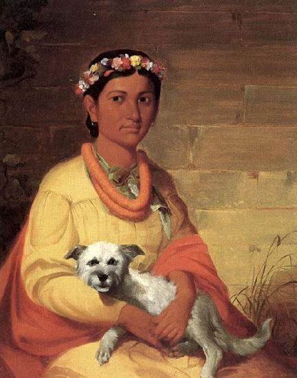 John Mix Stanley Hawaiian Girl with Dog France oil painting art